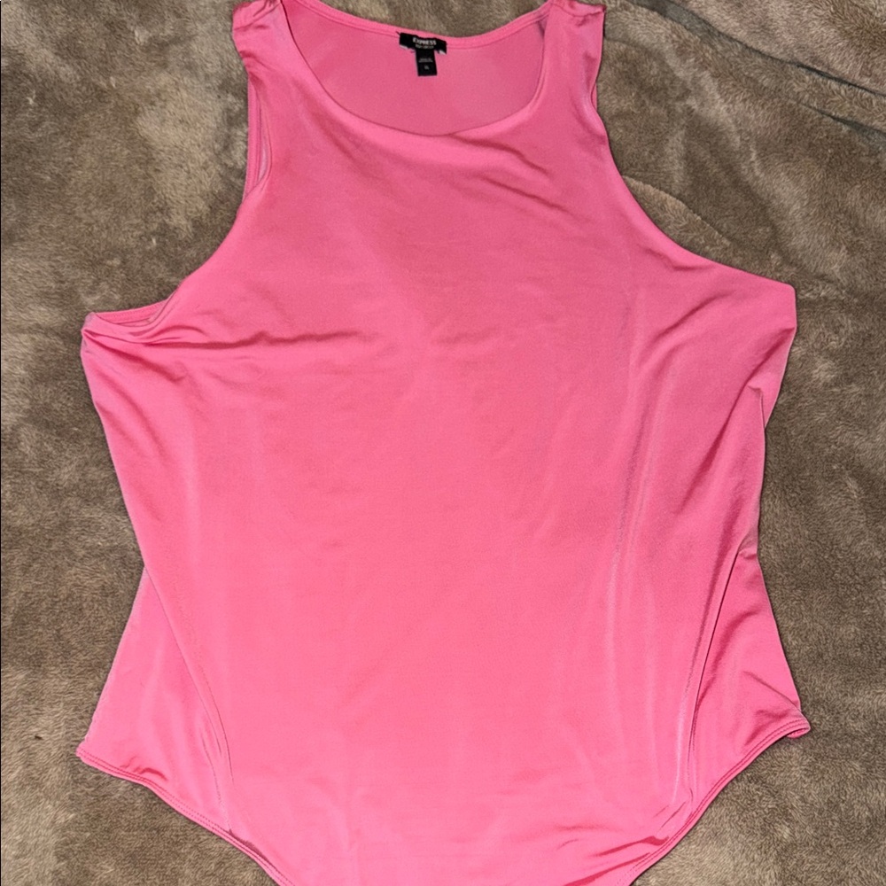 Express Women's Pink Sleeveles High Neck Bodysuit